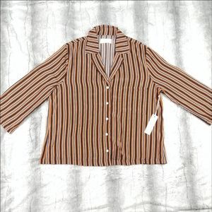 Capulet Silky Striped Collard Button up Pajama Top